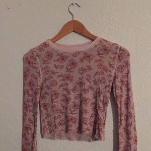 Me to We pink floral thermal crop top